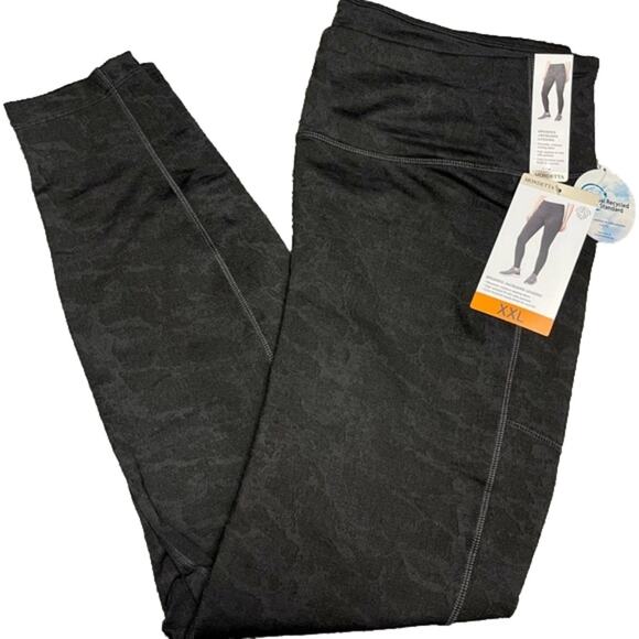 Mondetta Athletics Ladies Brushed Black Jacquard Legging Pant Size XXL NEW - Picture 1 of 6
